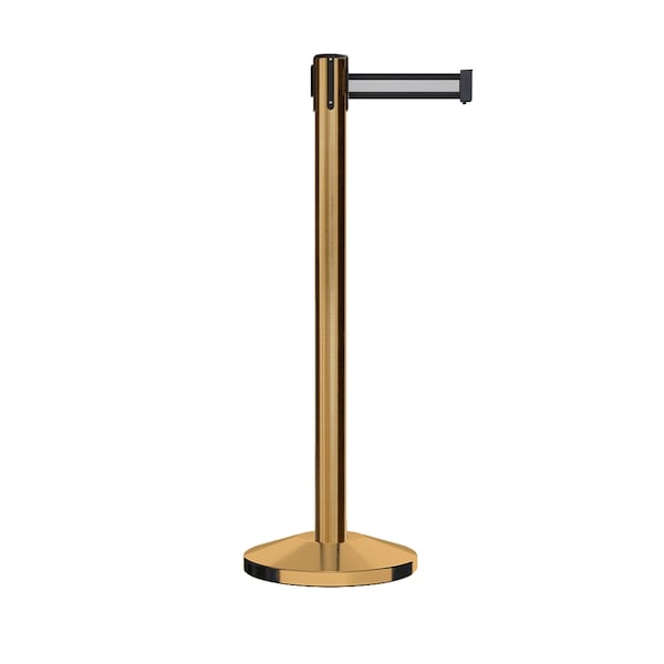 Montour Line Stanchion Belt Barrier Sat.Brass Post 7.5ftBk/W H Belt - ES400-SB-BWH-ML-75
