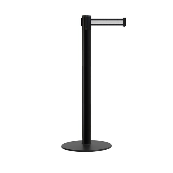Montour Line Stanchion Belt Barrier Flat Base Black Post 11 ft Black/White HL Belt - S400-BK-BWH-110