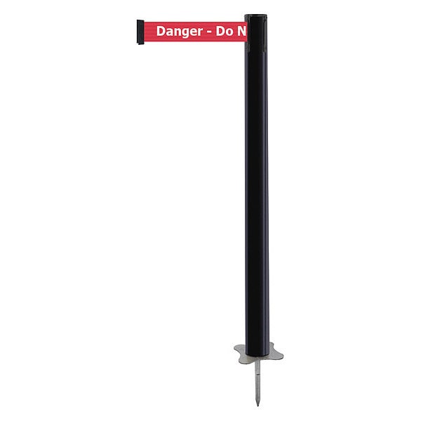 Tensabarrier Barrier Post with Belt, Black, 13 ft Length, 43 in Post Height, Danger Do Not Enter, Unfinished - 884-33-MAX-RIX-C