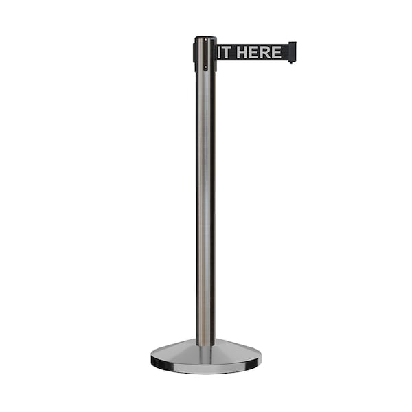 Montour Line Stanchion Belt Barrier Sat.Steel Post 11ft. Wait.Belt - ES400-SS-PLEAWBW-110