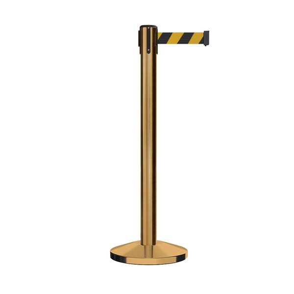 Montour Line Stanchion Belt Barrier Sat.Brass Post 14ft. Black/Yel Belt - ES660-SB-BYD-140