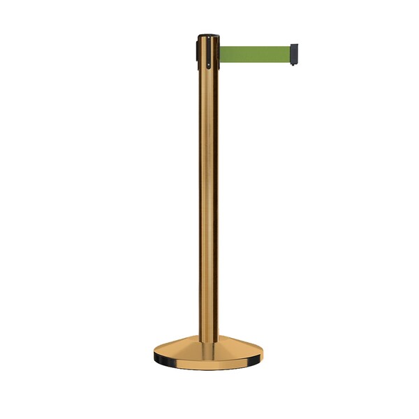 Montour Line Stanchion Belt Barrier Sat.Brass Post 11ft. Olive Belt - ES400-SB-OL-110