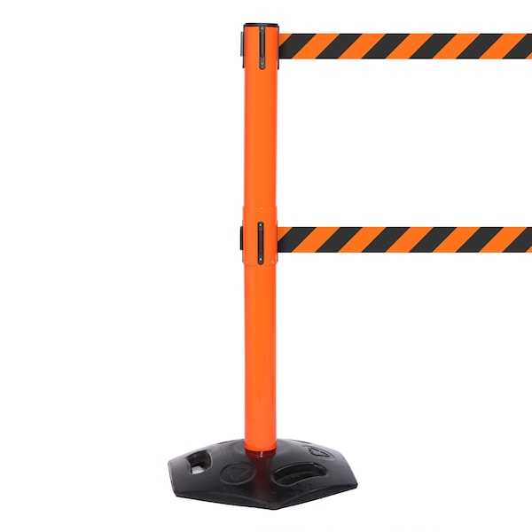 Queue Solutions WeatherMaster Twin 250, Orange, 11' Orange/Black Diagonal Striped Belt - WMRTWIN250O-OB110