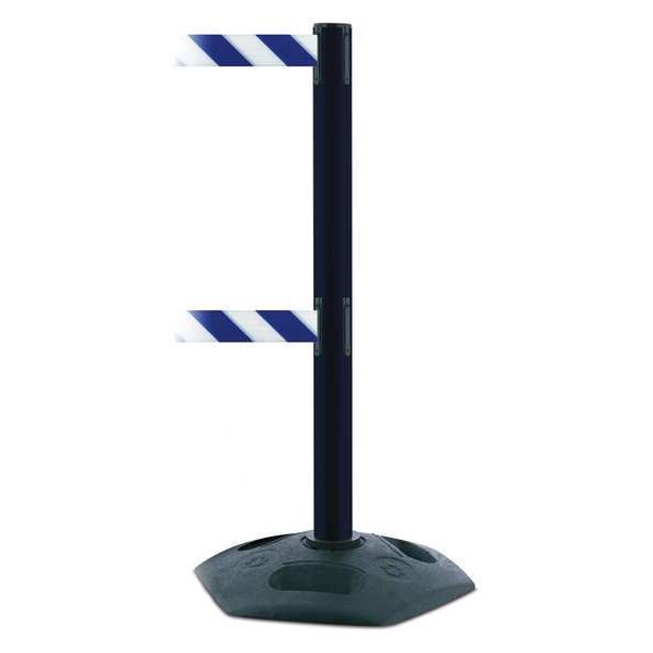 Tensabarrier Barrier Post with Belt, 7 1/2 ft Length, 38 in Post Height, No Legend, Black - 886T2-33-STD-NO-D1X-C