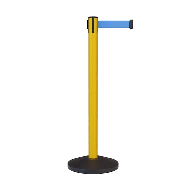 Montour Line Stanchion Belt Barrier Yellow Post 13ft.Light Blue Belt - ES400-YW-LBL-130