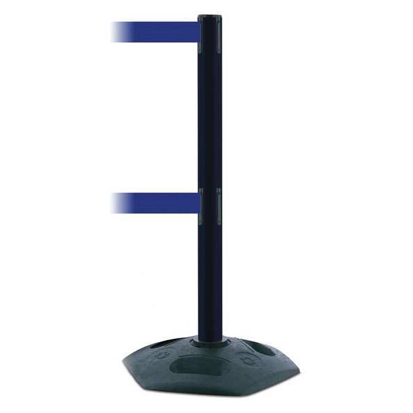 Tensabarrier Barrier Post with Belt, 13 ft Length, 38 in Post Height, No Legend, Black - 886T2-33-MAX-NO-L5X-C