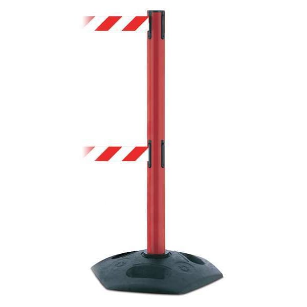Tensabarrier Barrier Post with Belt, 7 1/2 ft Length, 38 in Post Height, No Legend, Black - 886T2-21-STD-NO-D3X-C