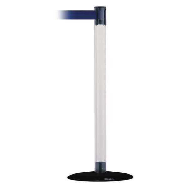 Tensabarrier Barrier Post with Belt, 7 1/2 ft Length, 38 in Post Height, No Legend, Black - TCLB-33-STD-NO-L5X-C