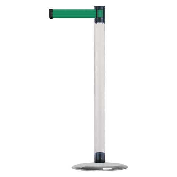 Tensabarrier Barrier Post with Belt, 7 1/2 ft Length, 38 in Post Height, No Legend, Satin Chrome - TCLU-1S-STD-NO-G6X-C
