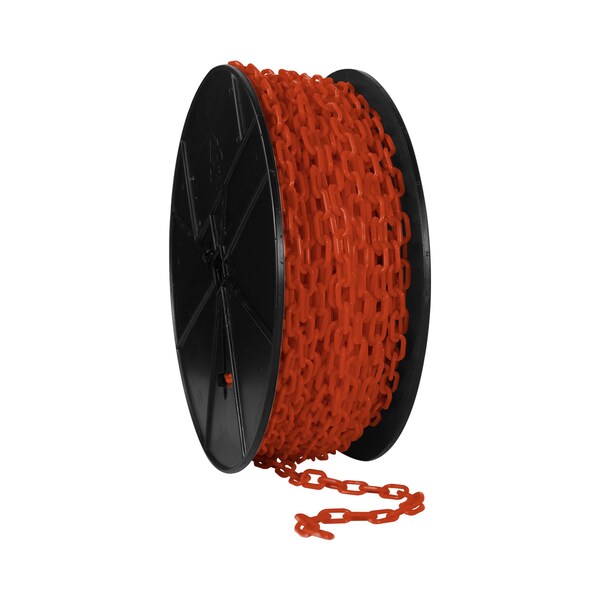 Mr. Chain 3/4" x 200' Traffic Orange Plastic Safety Chain - Reel - 00113