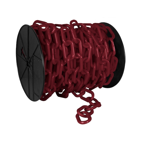 Mr. Chain 3" x 60' Crimson Plastic Safety Chain - Reel - 80158