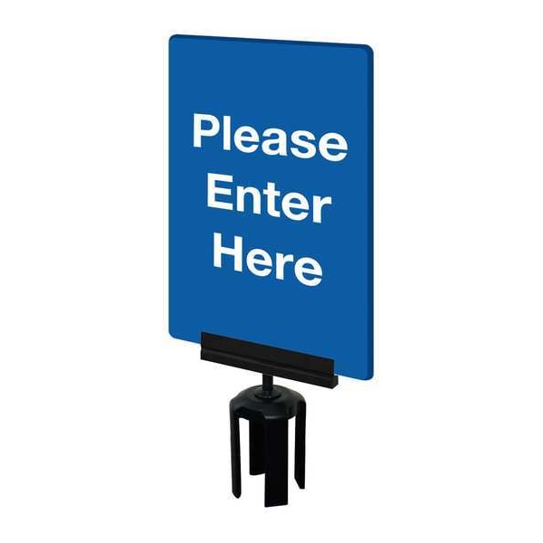 Tensabarrier Acrylic Sign, Blue, Please Enter Here - S01-P-23-7X11-V-HDSB-1701-33