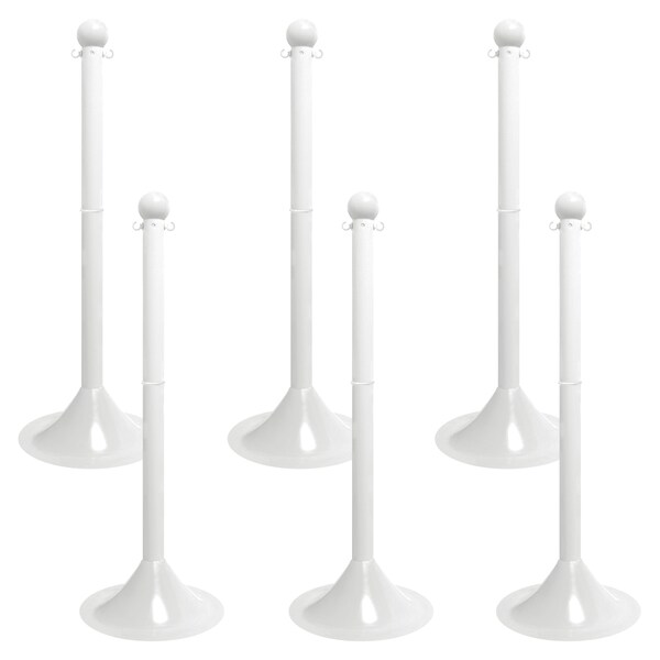 Mr. Chain White Light Duty Stowable Stanchion, 6PK - 93501-6