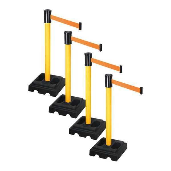 Retracta-Belt Barrier Systems, Orange, 15 ft Length, 37 in Post Height - PSBA322PYW-OR
