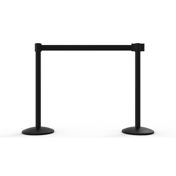 Banner Stakes Retractable Belt Barrier, Black, 7 ft Length, Black - AL6208B