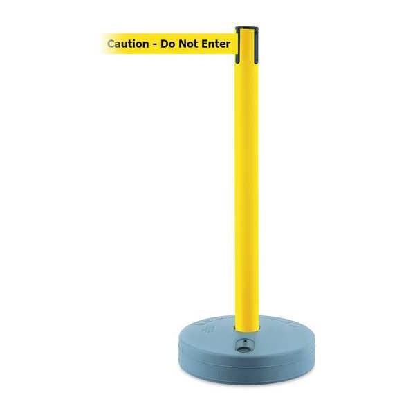Tensabarrier Barrier Post with Belt, Yellow, 7 1/2 ft Length, 38 in Post Height, Caution Do Not Enter - 885-35-STD-NO-YAX-C