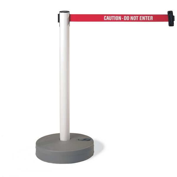 Tensabarrier Barrier Post with Belt, Yellow, 7 1/2 ft Length, 38 in Post Height, Caution Do Not Enter - 885-35-STD-NO-YAX-C