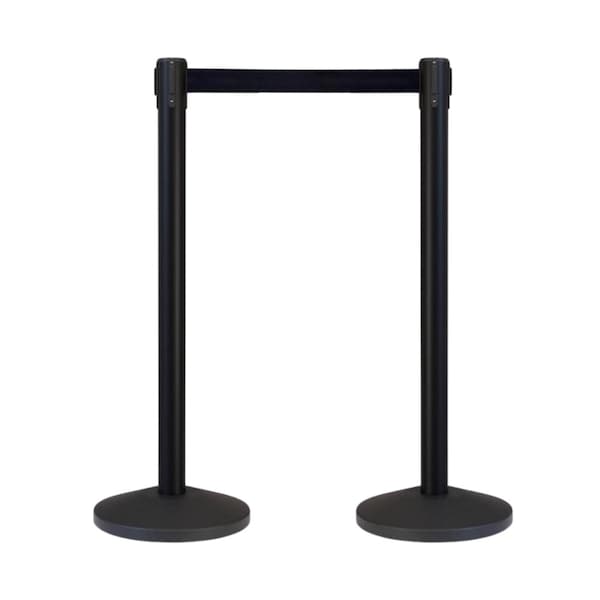 Pittman Coated Belt Barrier, Black, 118.11 in Length, 33.46 in Post Height - 741502