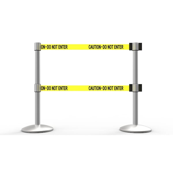 Banner Stakes Retractable Belt Barrier, Yellow, 7 ft Length, Matte - AL6202M-D
