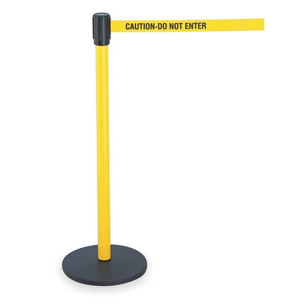 Tensabarrier Barrier Post with Belt, 7 1/2 ft Length, 40 in Post Height, Caution Do Not Enter - 890B-33-35-33-STD-NO-YAX-C