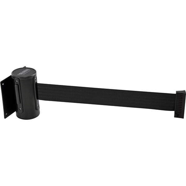 Global Industrial Wall Mount Retractable Belt Barrier, Black Case W/7-1/2' Black Belt - 708410BK