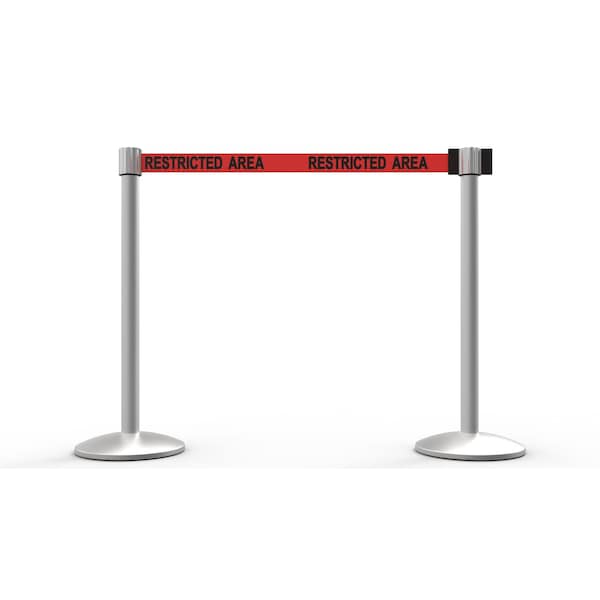Banner Stakes Retractable Belt Barrier, Red, 7 ft Length, Matte - AL6205M