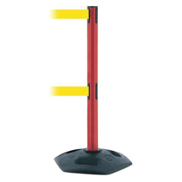 Tensabarrier Barrier Post with Belt, 13 ft Length, 38 in Post Height, No Legend, Black - 886T2-21-MAX-NO-Y5X-C