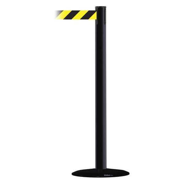 Tensabarrier Barrier Post with Belt, Black, 7 1/2 ft Length, 38 in Post Height, No Legend - 889B-33-33-STD-NO-D4X-C