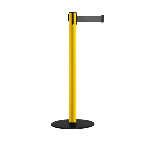 Montour Line Stanchion Belt Barrier Yellow Post Low Base 13ft. Dark Gray Belt - S400-YW-DGY-130