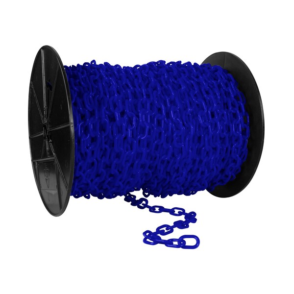 Mr. Chain 1" x 250' Traffic Blue Plastic Safety Chain - Reel - 10126