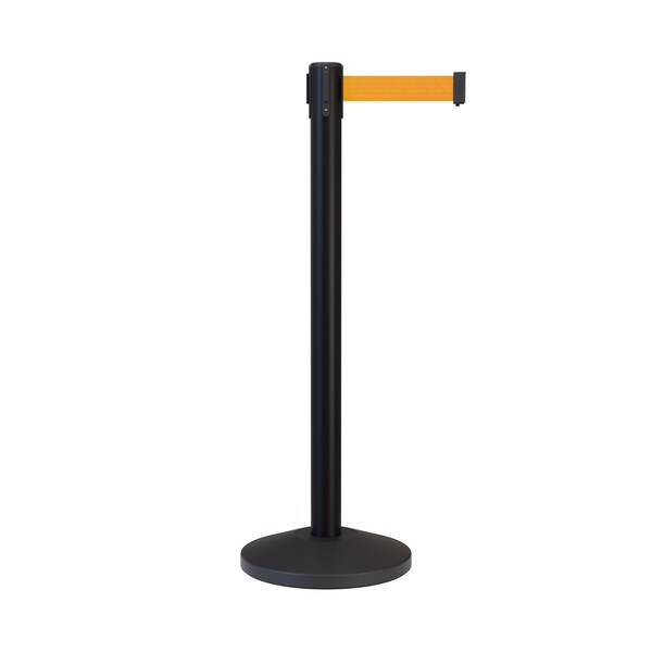 Montour Line Stanchion Belt Barrier Black Post 13ft. Fl.Org Belt - ES400-BK-FOR-130