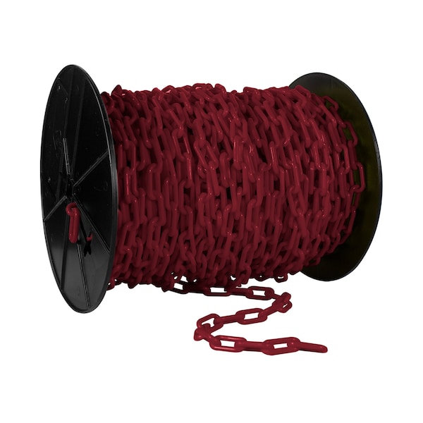 Mr. Chain 1.5" x 200' Crimson Plastic Safety Chain - Reel - 30158