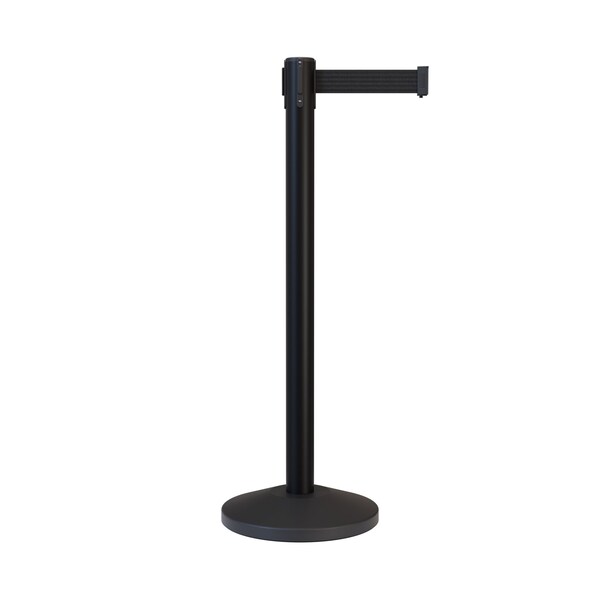Montour Line Stanchion Belt Barrier Black Post 13ft. Black Belt - ES400-BK-BK-130