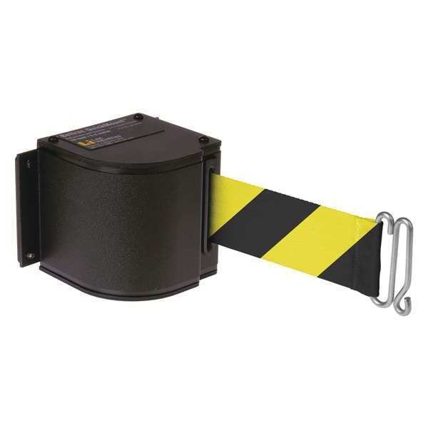Lavi Industries Warehouse Adjustable Quick Mount Retractable Belt Barrier, Black, 18 ft Length, No Legend, Wrinkle - 50-3016U/WB/18/SF