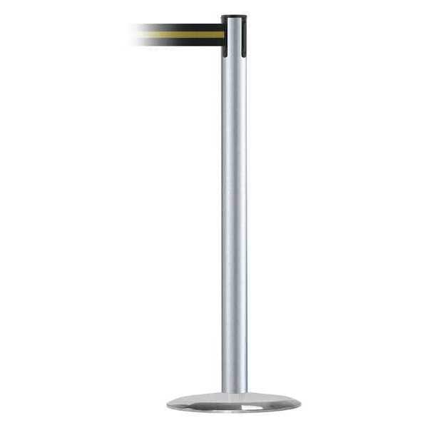 Tensabarrier Barrier Post with Belt, 13 ft Length, 38 in Post Height, No Legend, Satin Chrome - 889U-1S-1S-MAX-NO-S4X-C