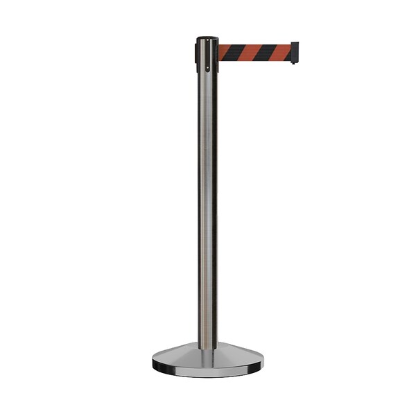 Montour Line Stanchion Belt Barrier Sat.Steel Post 13ft. Blk/Rd Belt - ES400-SS-BRD-130