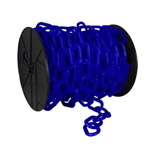 Mr. Chain 3" x 60' Traffic Blue Plastic Safety Chain - Reel - 80126