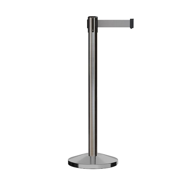 Montour Line Stanchion Belt Barrier Sat.Steel Post 13ft. Lt Gry Belt - ES400-SS-LGY-130