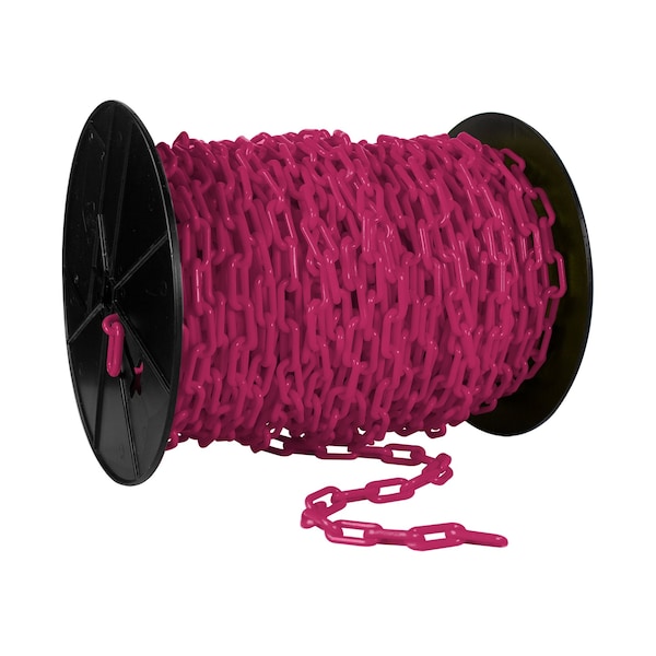 Mr. Chain 1.5" x 200' Safety Pink Plastic Safety Chain - Reel - 30125