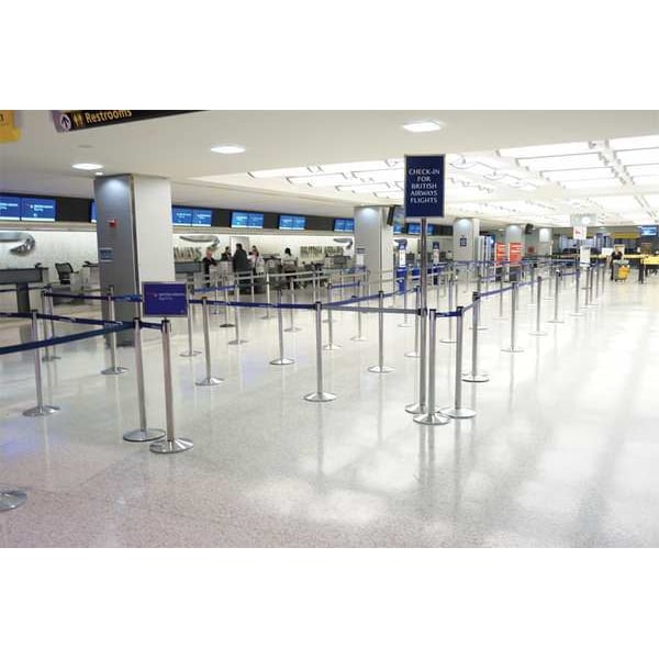 Retracta-Belt Barrier Post with Belt, Polished Chrome, 10 ft Length, 40 in Post Height, Polished chrome - 300PC-RD