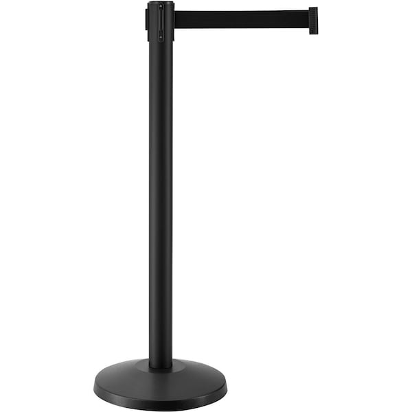 Global Industrial Retractable Belt Barrier, 40 Black Post, 7-1/2ft Black Belt, 2PK - 708414BK