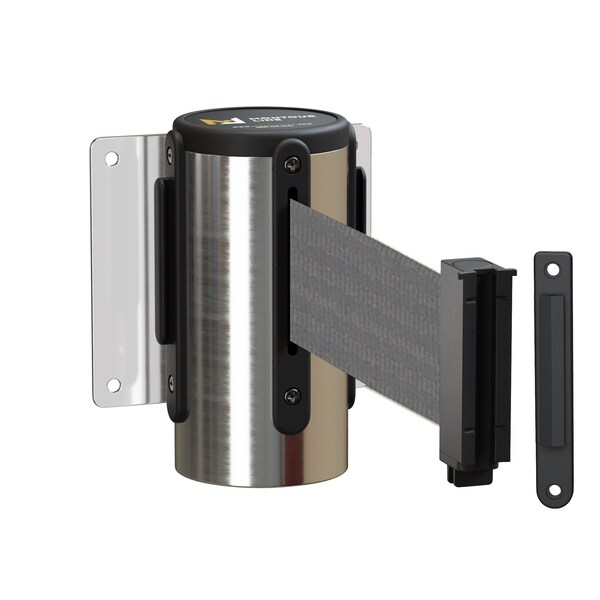 Montour Line Retr Belt Barrier Removable PSS Metal Wall Mt 11' Dk Gry Belt - WM115-PS-DGY-RM-M-110