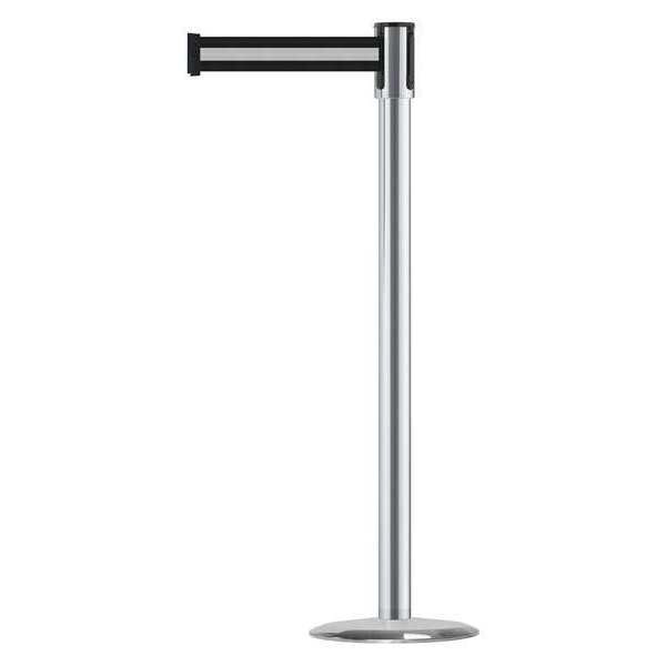 Tensabarrier Barrier Post with Belt, Blue/white, 7 1/2 ft Length, 38 in Post Height, No Legend, Stainless steel - 890U-1S-1S-1S-STD-NO-S3X-C
