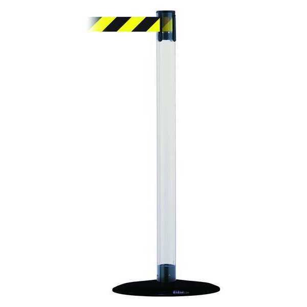 Tensabarrier Barrier Post with Belt, 13 ft Length, 38 in Post Height, No Legend, Black - TCLB-33-MAX-NO-D4X-C
