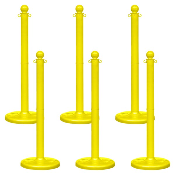 Mr. Chain Yellow Medium Duty Stowable Stanchion, 6PK - 93702-6