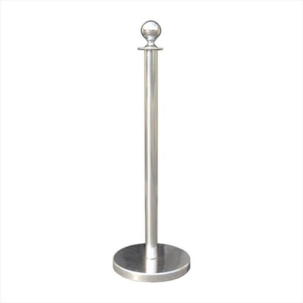 Vic Crowd Control Inc VIP Crowd Control 1601 12 in. Flat Base Crown Mirror Stainless Steel Post with Crown Post Ring - 1601