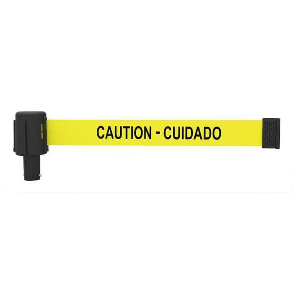 Banner Stakes Barrier Post with Belt, Yellow, 15 ft Length, 22 in to 42 in Adjustable Post Height - PL4084