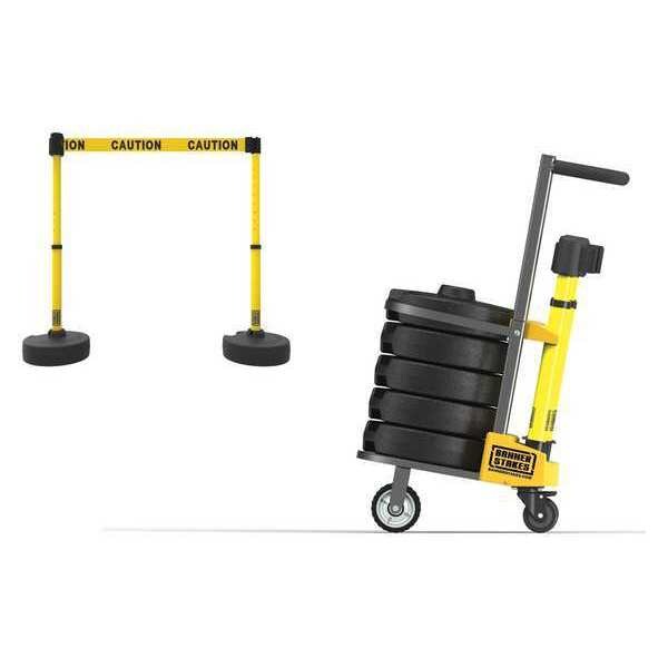 Banner Stakes Belt Barrier System, 15 ft Length, 22 in to 42 in Post Height, Caution - PL4122