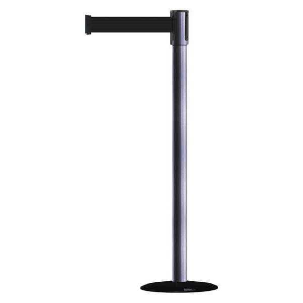 Tensabarrier Barrier Post with Belt, Black, 13 ft Length, 38 in Post Height, No Legend, Basics - 890B-33-73-73-MAX-NO-B9X-C