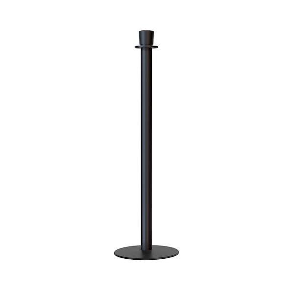 Montour Line Stanchion Post and Rope Flat Base Black Post Crown Top - P400-CN-BK
